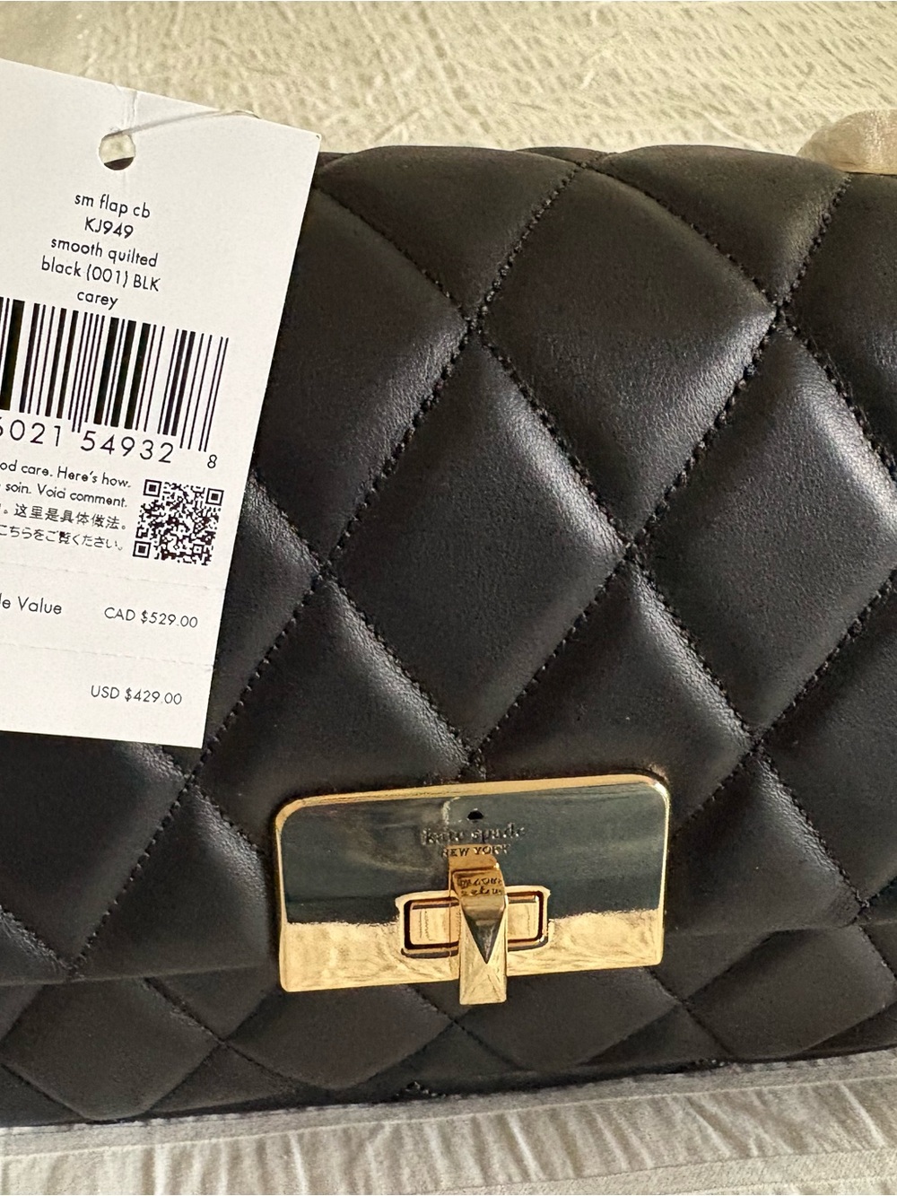 Kate Spade Small Flap Quilted Black Leather Shoulder/Crossbody Bag – NWT